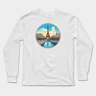 Seal of France, Eiffel Tower, River Seine Long Sleeve T-Shirt